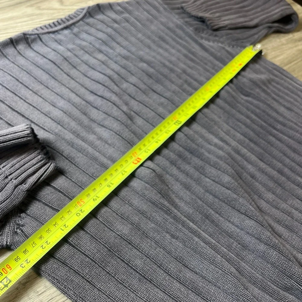 IZOD Jeans Sweater Mens L Blue Ribbed Knit Crew Neck Cotton Pullover Vintage 90s